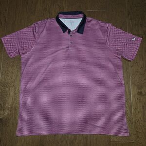 Maelreg Performance Polo Shirt Mens 3XL Pink Geometric Golf Strech